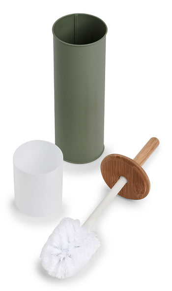 Zeller Present WC-Bürstenset – Kunststoff, Bambus, Salbeigrün, H 38,4 cm, Ø 10 cm