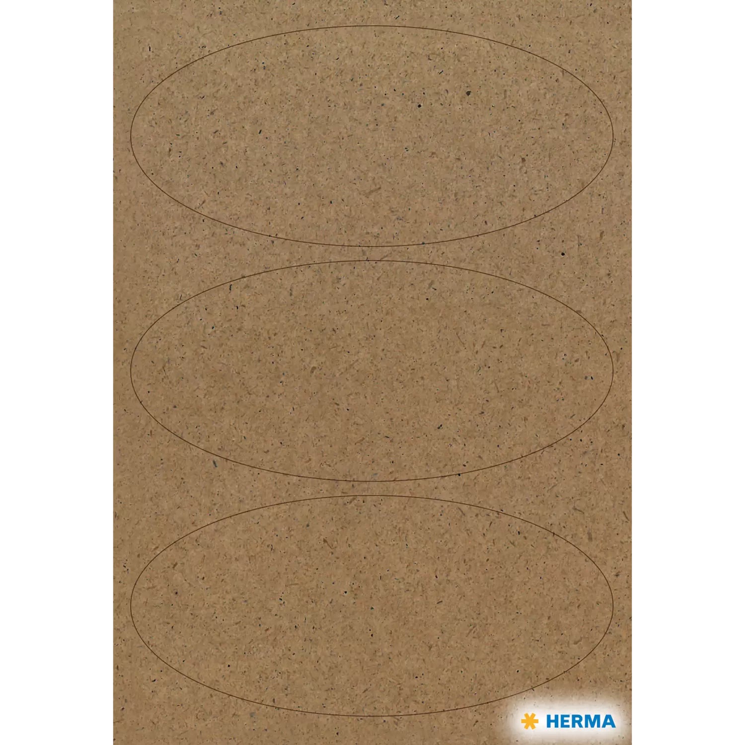 HERMA Haftetiketten – oval 76 × 34 mm, permanent, braun, Papier, 4 Blatt (12 Stk.)