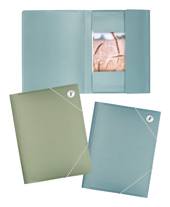 Kolma Sammelmappe für A4, Weizenstroh, Blau, mit Gummizug