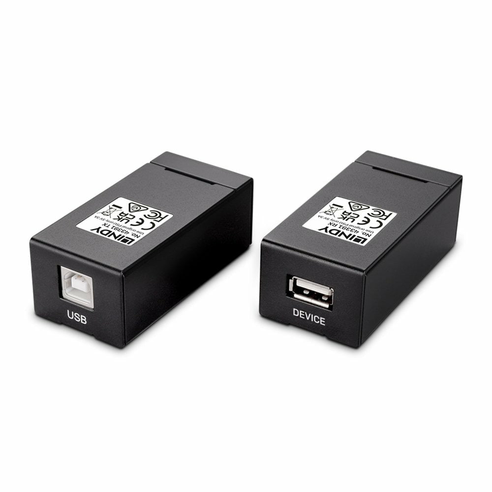 Lindy 43391 USB-Extender – USB 2.0 (480 Mbit/s) zu RJ-45, Cat.6, bis 150 m, USB-B, 2× RJ-45 – Schwarz