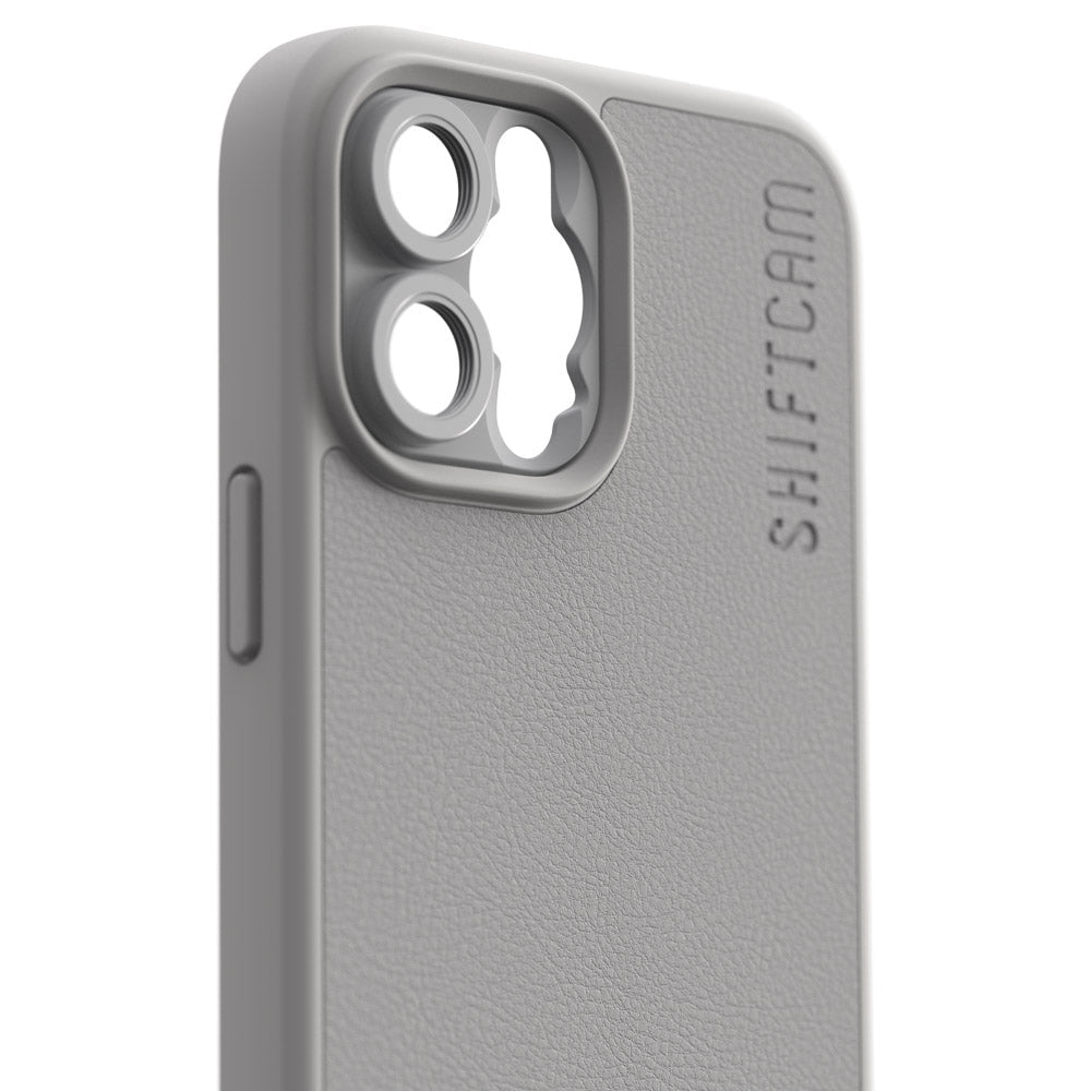 ShiftCam Backcover – für Apple iPhone 13 Pro Max – grau – Kunstleder – mit Lens Mount