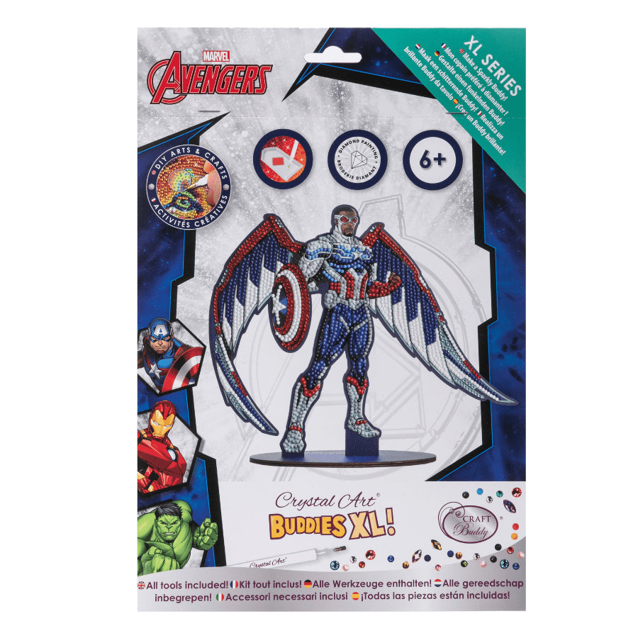 CRAFT Buddy Crystal Art XL Buddy – Diamond-Painting-Set – MARVEL Falcon – 25 cm – ab 6 Jahren – Sperrholz