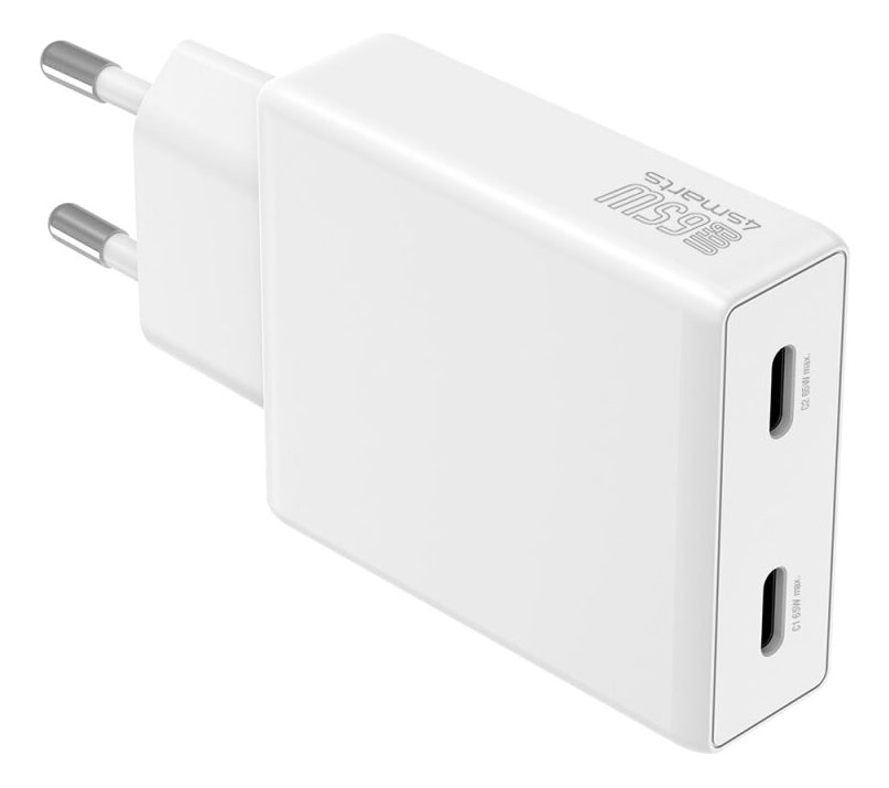4smarts PDPlug Slim Dual Netzteil – 65 W, 2× USB-C, PD, GaN – für Nintendo Switch, Universal, Laptop u. a.