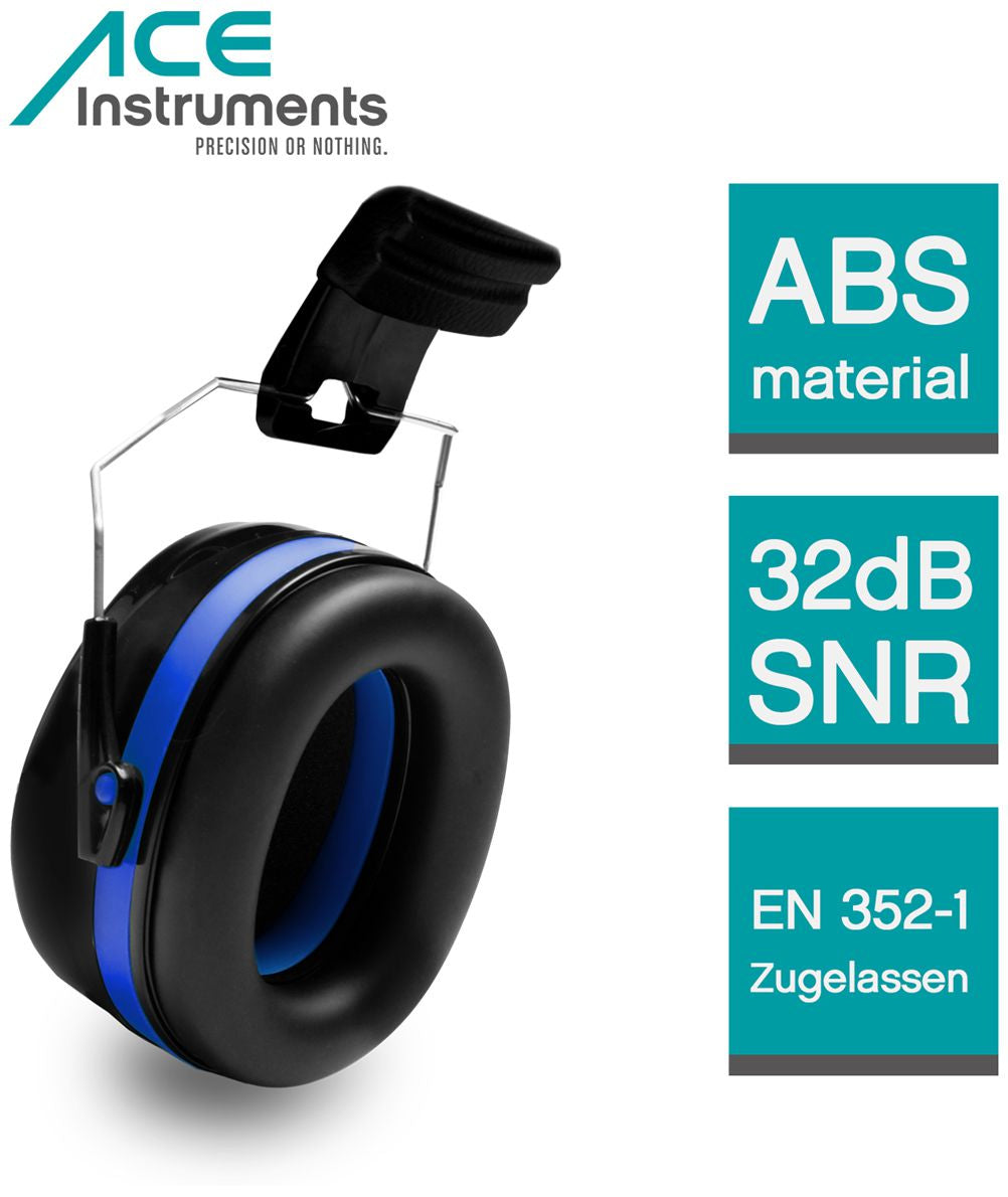 ACE Mute Kapselgehörschutz – SNR 32 dB – Schwarz/Blau – EN 352-1