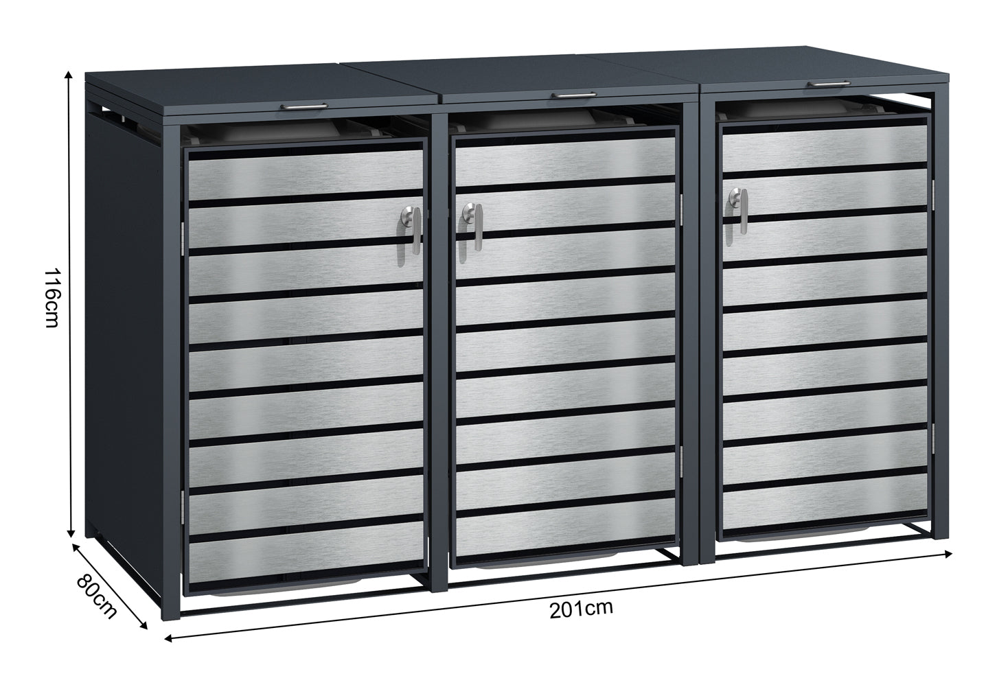 Phoenix Safe Co. GB3320ASK Mülltonnenbox – Stahl – Anthrazit/Silber – 2000 × 1160 × 800 mm