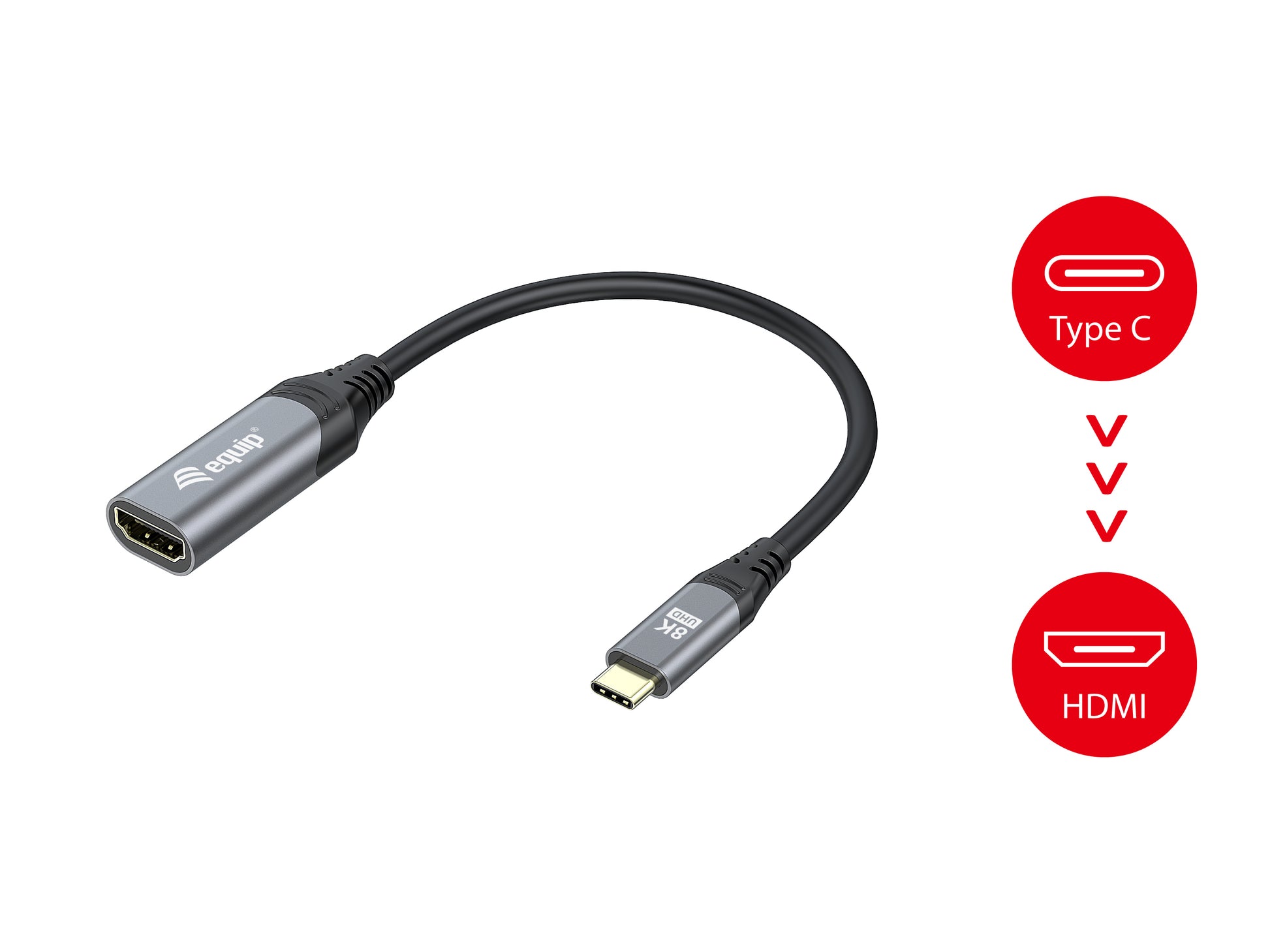 Equip USB-C-auf-HDMI-Adapter – 8K (7680 × 4320) @ 30 Hz, 0,15 m, HDMI 2.1