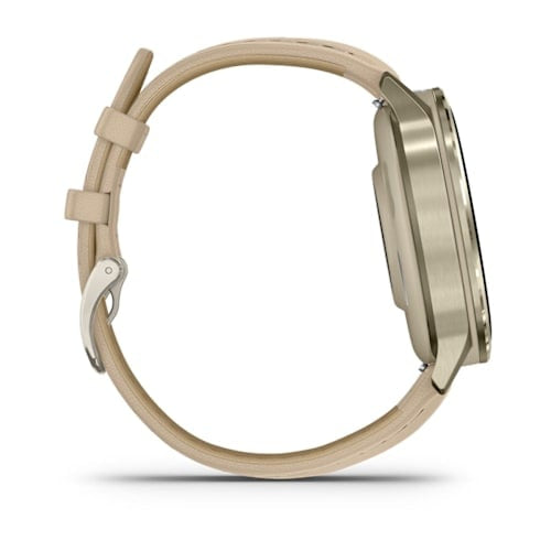 Garmin Venu 4 41 mm GPS – Edelstahl Gold, Sportarmband, Sand, 50 m