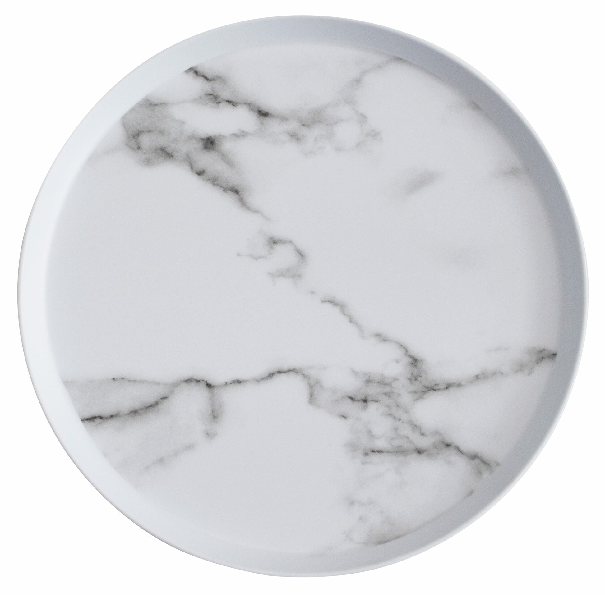 Eurotrail Geschirrset Marble ETKW2071 – 16-teiliges Set, Ø 27 cm, Melamin, Weiss