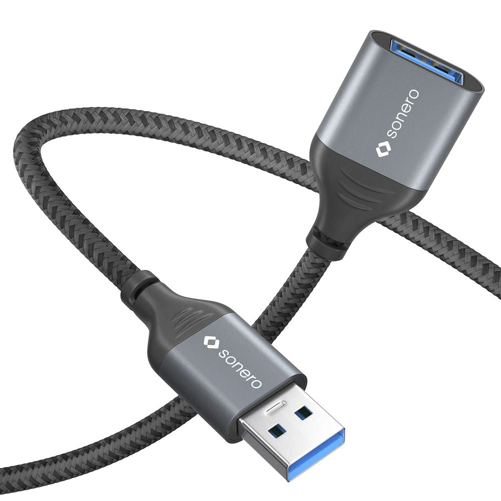 Sonero – USB-A Verlängerungskabel (Stecker auf Buchse) – USB 3.2 Gen 1 (5 Gbit/s) – 1,5 m – Geflochten