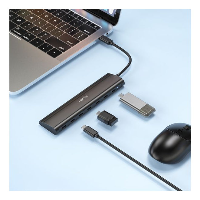 ONIT F01695 USB-Hub – USB-C, 7 Ports, 10 Gbit/s, für Windows/Mac/ChromeOS