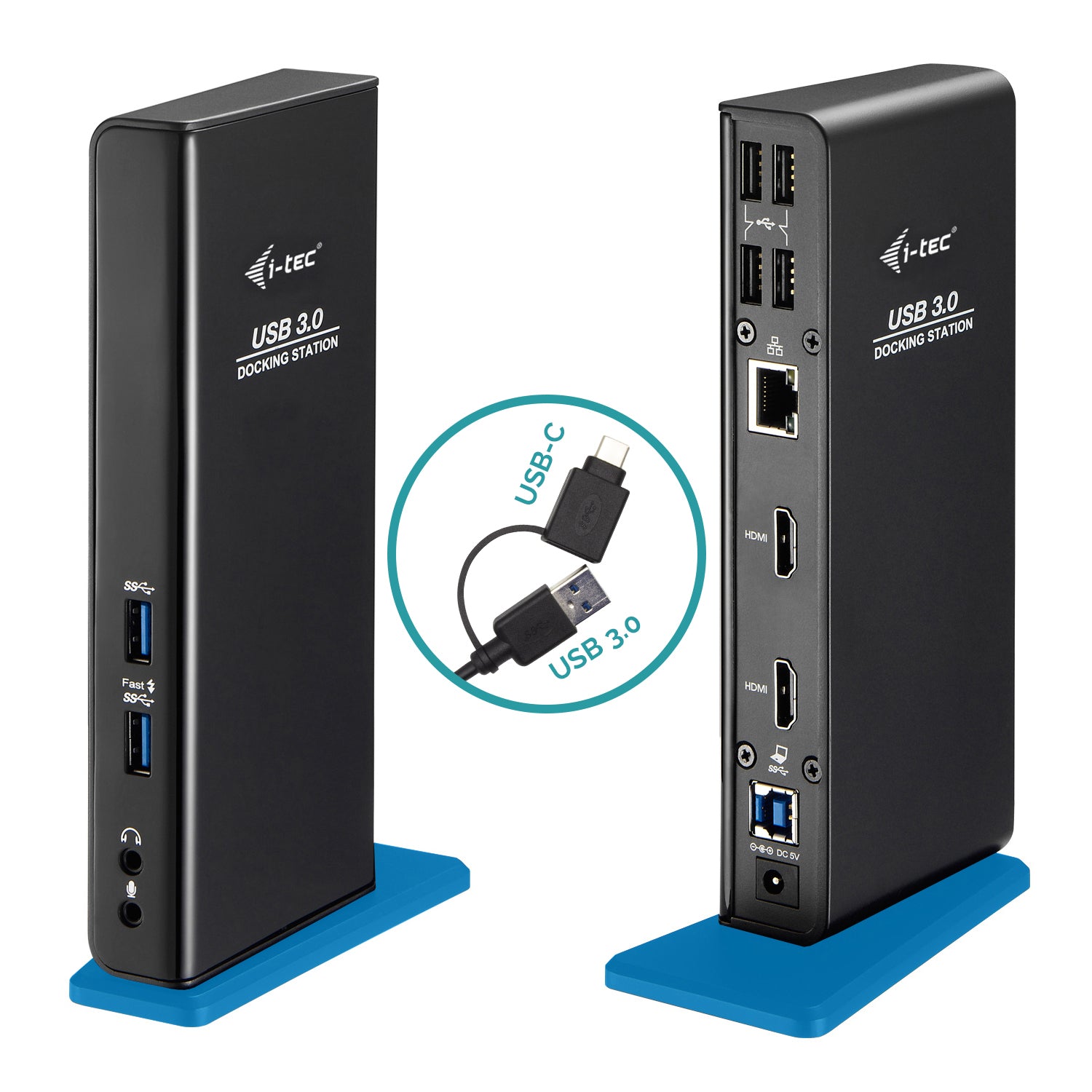 i-tec Dockingstation – USB-A, 2× HDMI, 6× USB-A, 3,5 mm Audio, GbE, für Windows/Mac/Linux