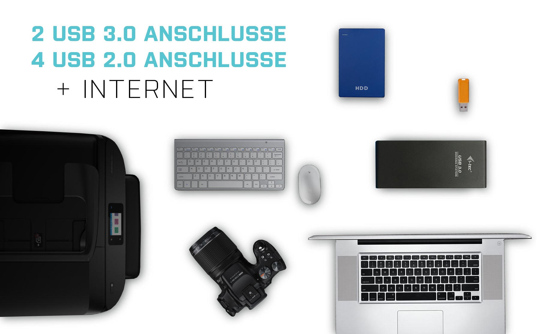 i-tec Dockingstation – USB-A, 2× HDMI, 6× USB-A, 3,5 mm Audio, GbE, für Windows/Mac/Linux