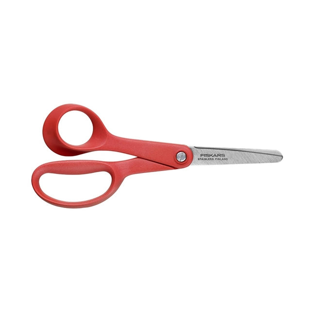 Fiskars Kinderschere – Edelstahl, ergonomischer Griff, verstellbare Klingenschraube, Rot/Silber