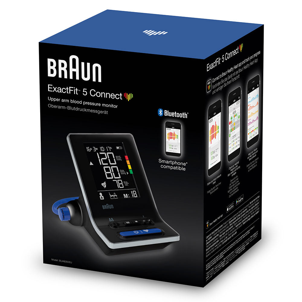 Braun Oberarm-Blutdruckmessgerät ExactFit 5 Connect – automatisch, Bluetooth, 2 Benutzer – schwarz