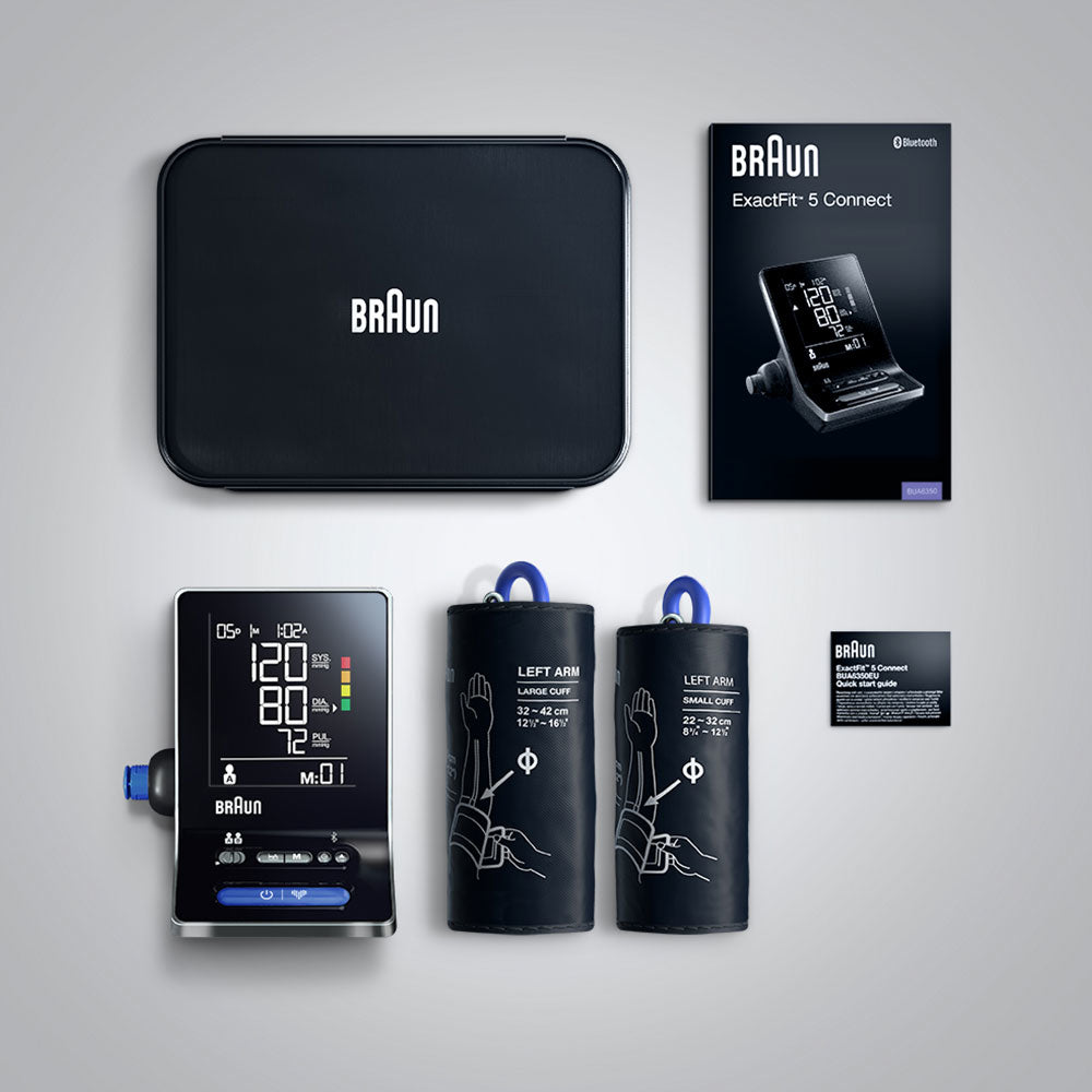 Braun Oberarm-Blutdruckmessgerät ExactFit 5 Connect – automatisch, Bluetooth, 2 Benutzer – schwarz