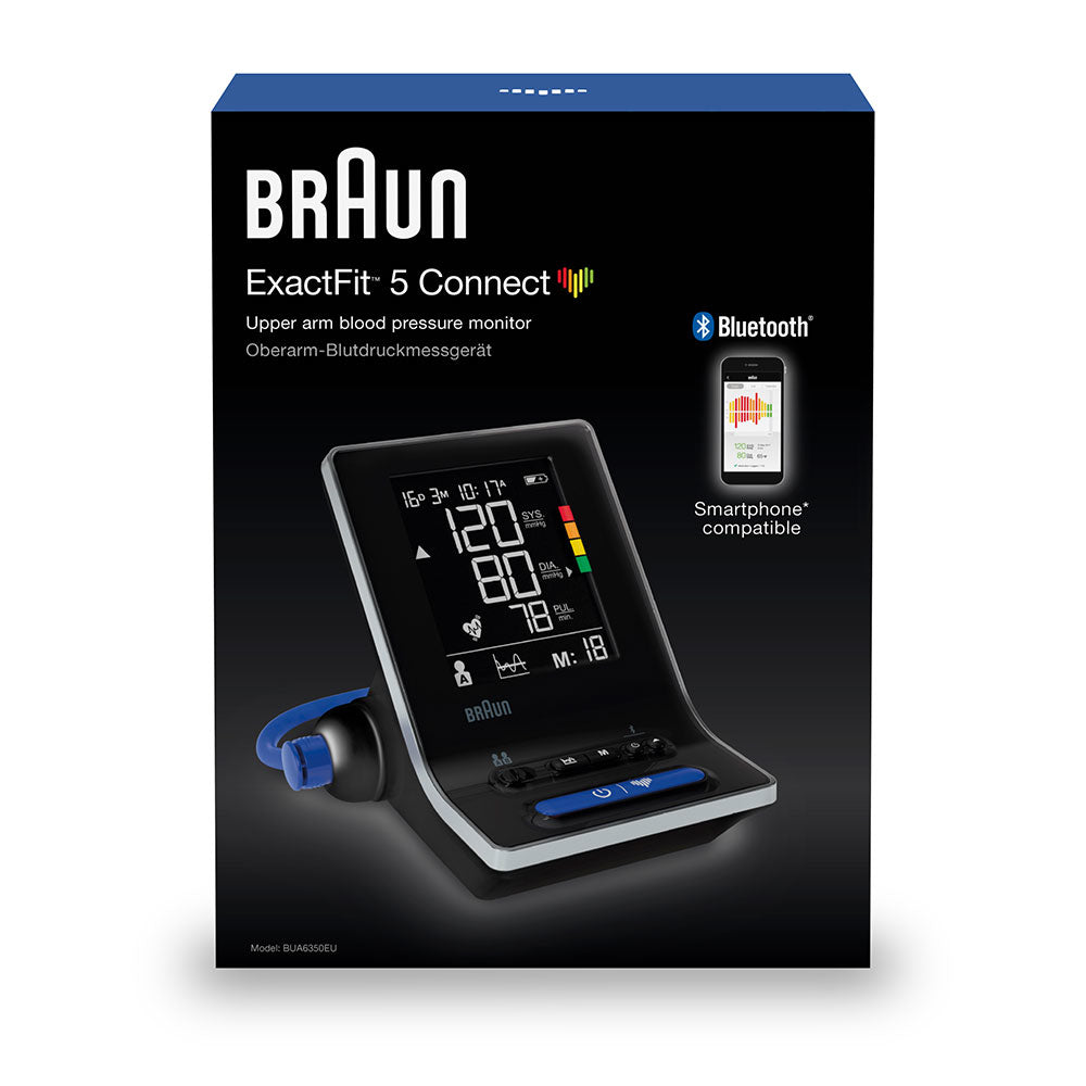 Braun Oberarm-Blutdruckmessgerät ExactFit 5 Connect – automatisch, Bluetooth, 2 Benutzer – schwarz