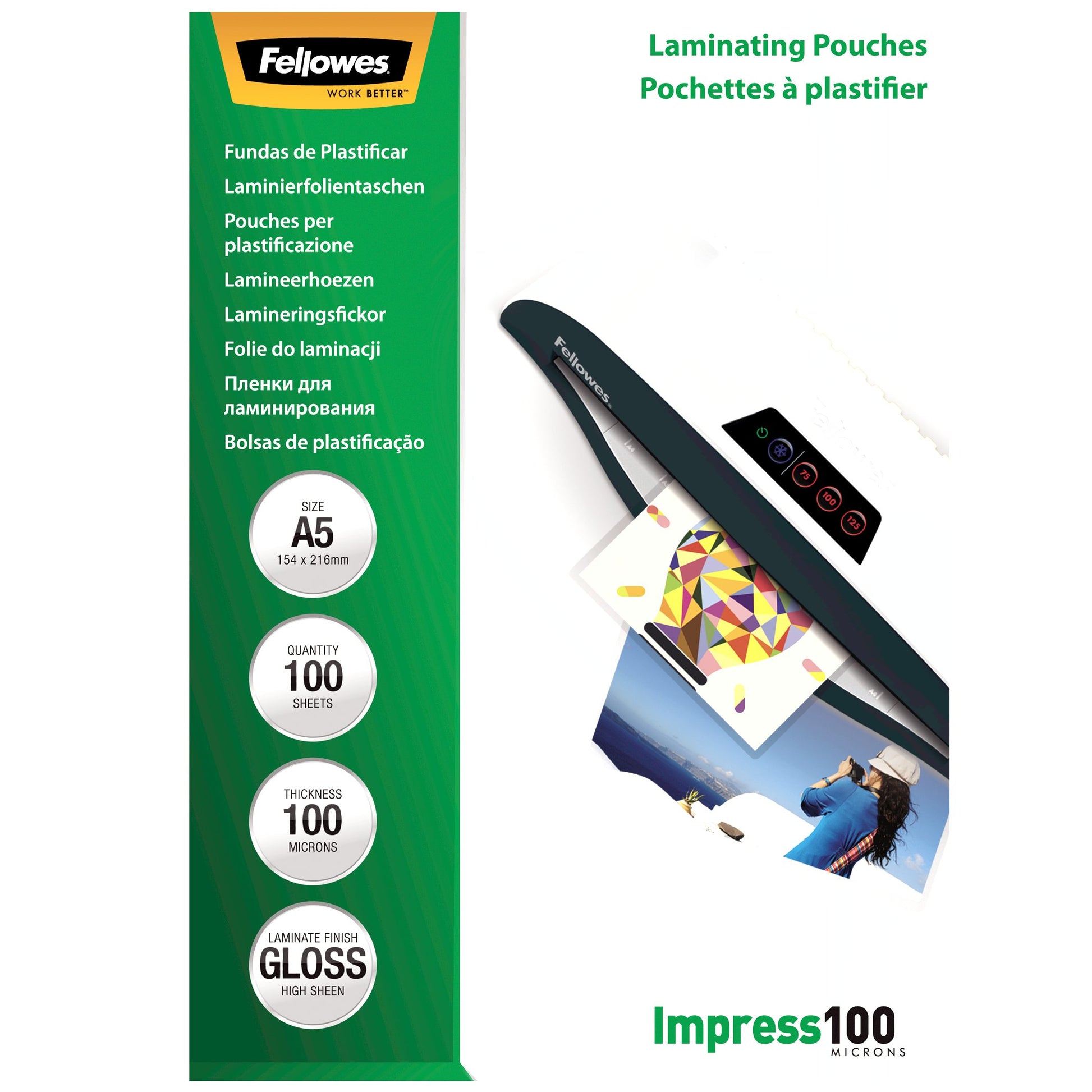 Fellowes Laminierfolien – A5, 100 µm, Transparent