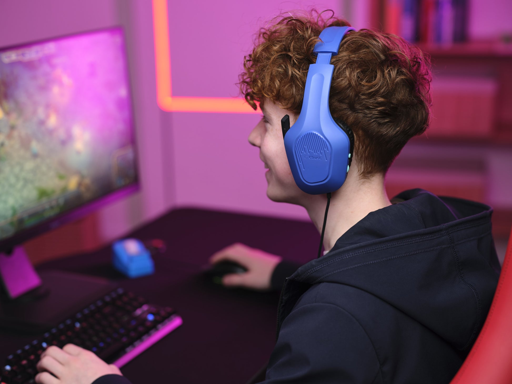Trust GXT415 Zirox Gaming-Headset – On-Ear, Stereo, Kabelgebunden, 3,5 mm Klinke, Blau