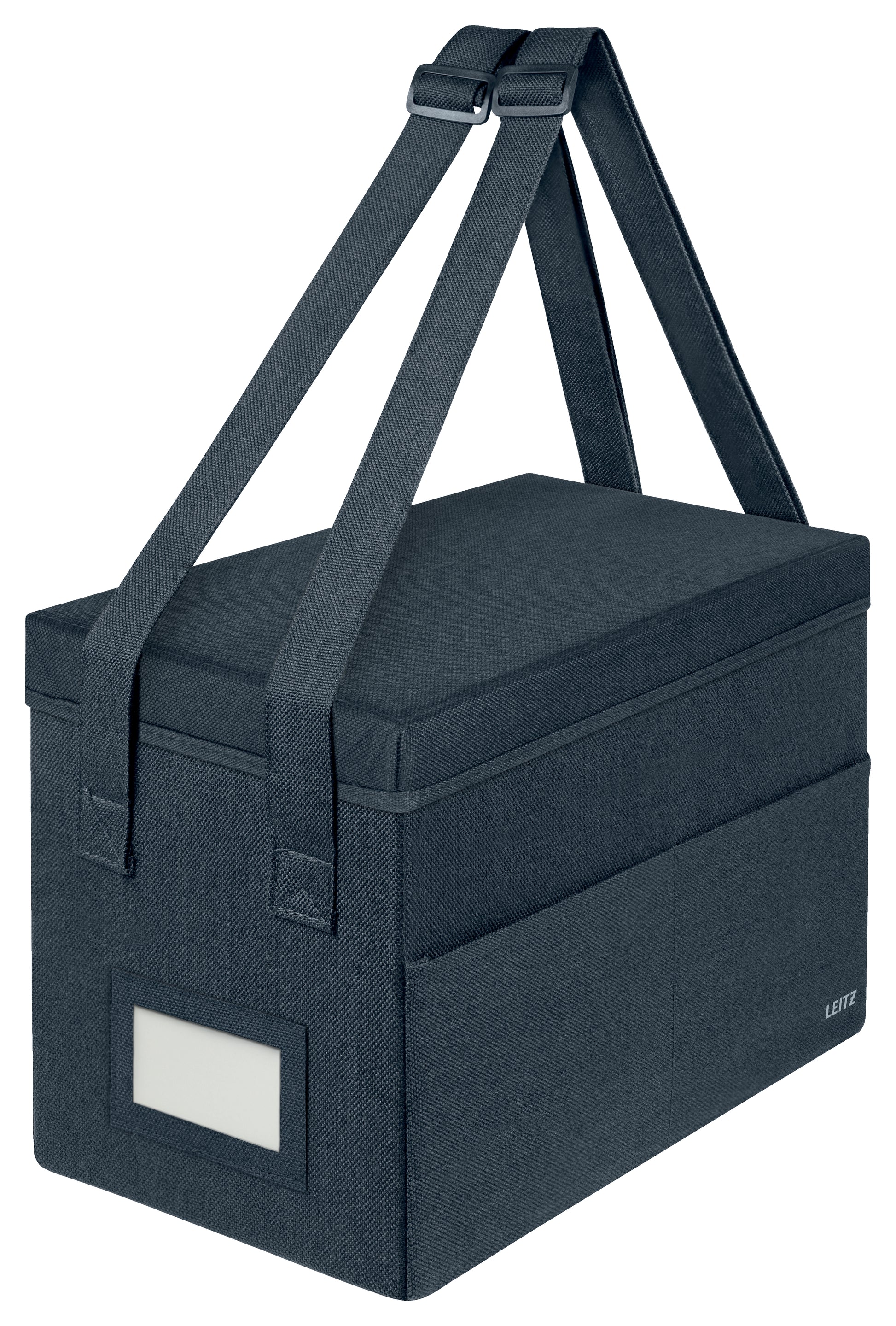 Leitz Aufbewahrungsbox 4 l – B 355 × H 235 × T 200 mm, 3 Fächer, faltbar, mit Tragegriff, Anthrazit, Karton