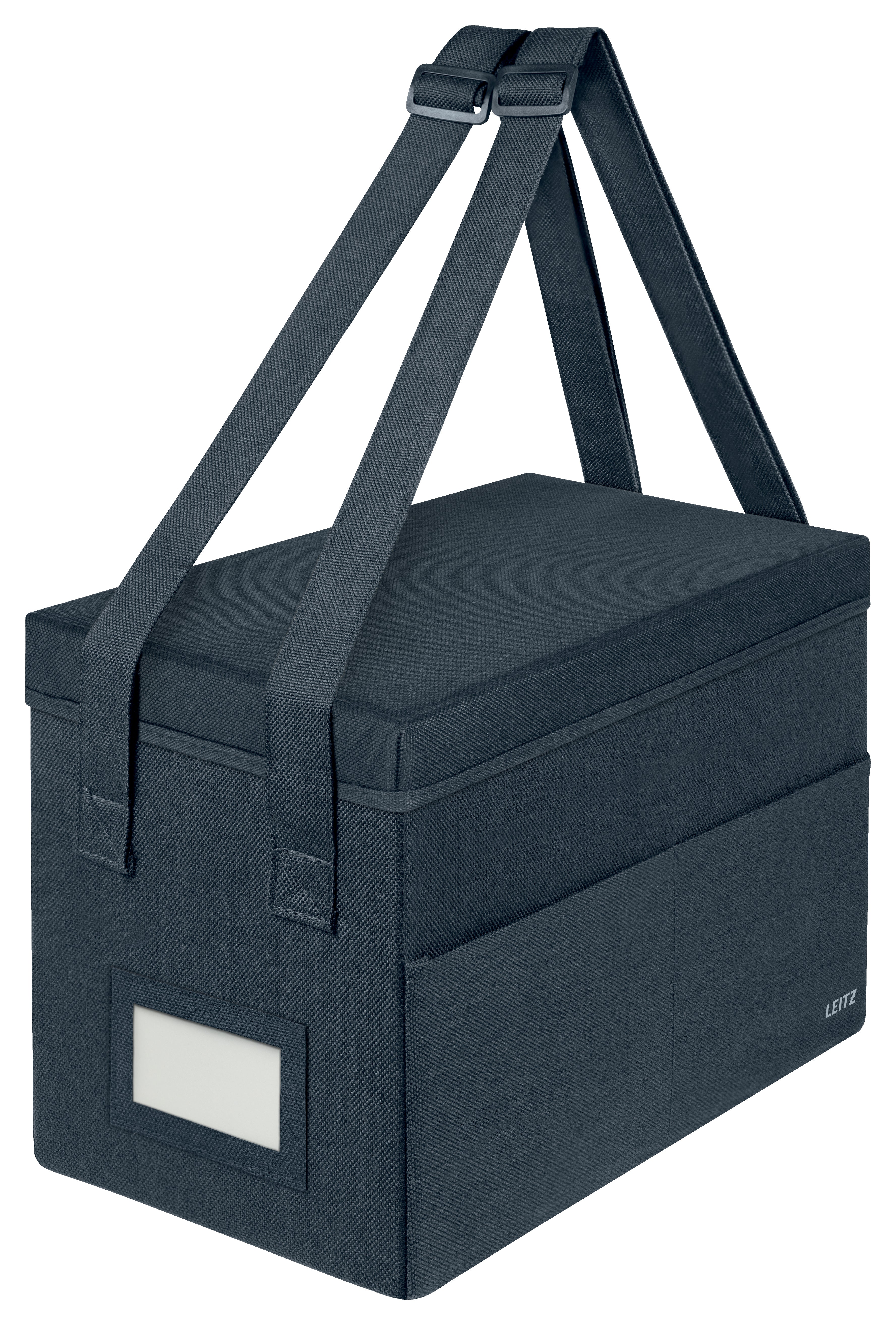 Leitz Aufbewahrungsbox 4 l – B 355 × H 235 × T 200 mm, 3 Fächer, faltbar, mit Tragegriff, Anthrazit, Karton