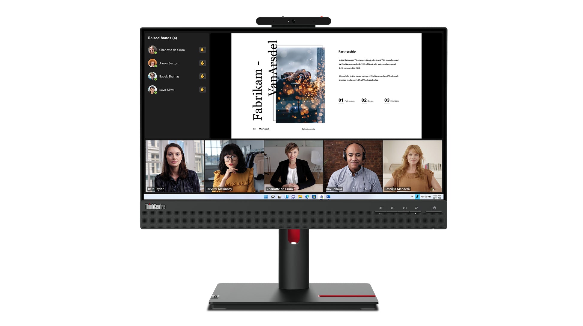 Lenovo Thinkcentre Tiny-In-One 22 – Monitor, 21,5", IPS, 60 Hz, 250 cd/m², Webcam, VESA 100 × 100, Schwarz