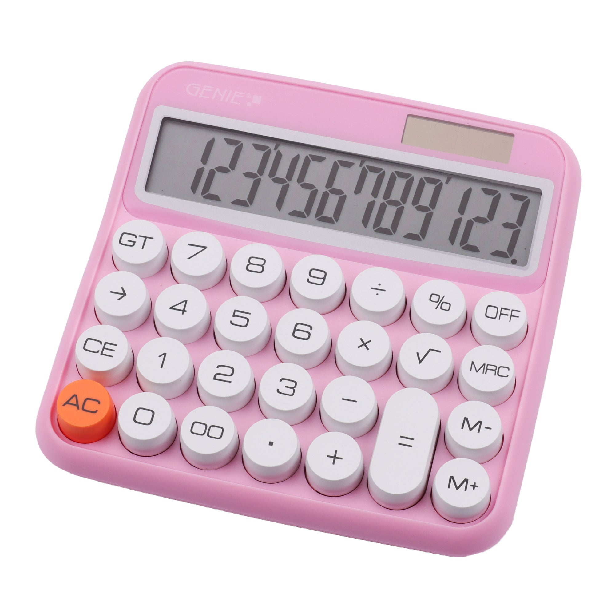 Genie Tischrechner 612P – 12-stellig – Solar/Batterie – Pink