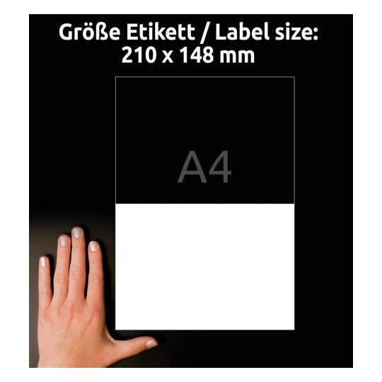 Avery Etiketten, 210 mm × 148 mm, naturweiss, Altpapier, permanent, 10 Blätter (20 Etiketten)