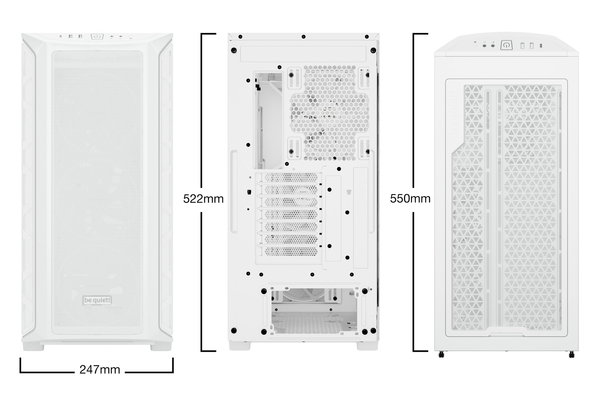 be quiet! be quiet Shadow Base 800 FX – Midi-Tower – Weiss, ATX/EATX/mATX/Mini-ITX, 3×140 mm, Seitenfenster