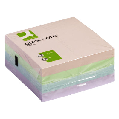Q-Connect Haftnotizen Quick Notes – 76×76 mm – mehrfarbig, 400 Blatt, FSC