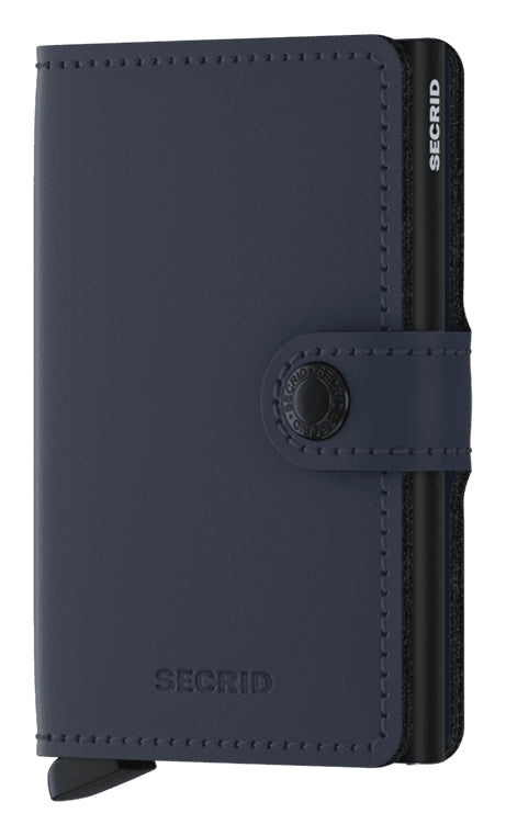 Secrid Miniwallet Brieftasche – RFID-Schutz, Schnappverschluss – 65×21×102 mm – Dunkelblau, Leder – 10 Karten