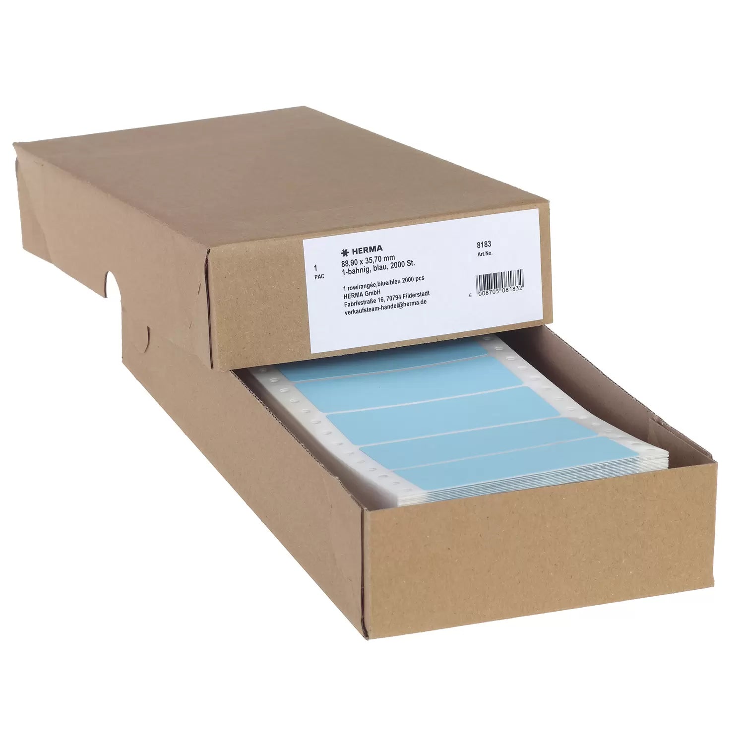 HERMA Druckeretiketten, 89 mm × 36 mm, Blau, Papier, Permanent, 2000 Etiketten