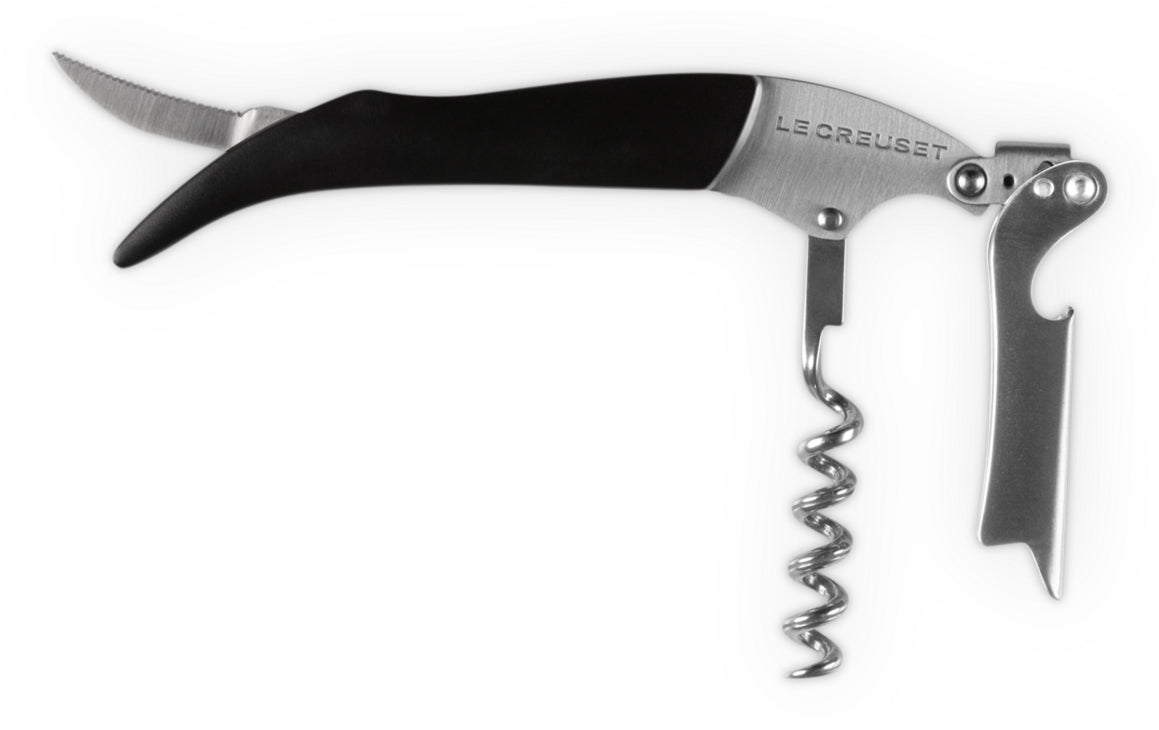 Le Creuset Klassisches Kellnermesser – 12,8 × 3,6 × 1,5 cm, Kunststoff, Schwarz matt, Folienschneider