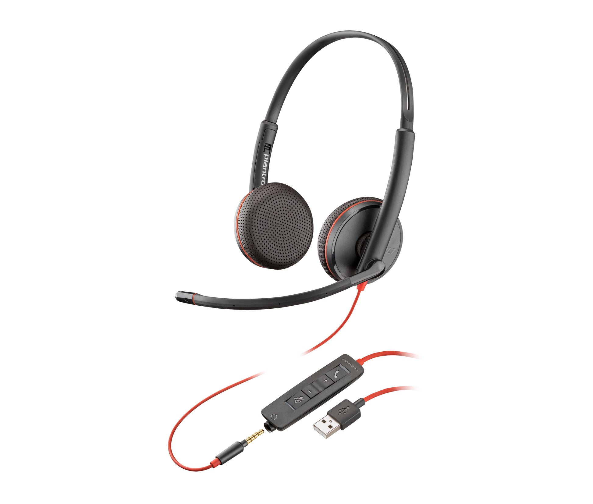Poly Blackwire 3225 Office-Headset – On-Ear, Stereo, Kabel (USB-A, 3,5 mm Klinke), Schwarz