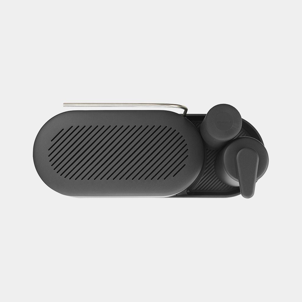 Brabantia Spülebehälter-Set – freistehend, 3er-Pack, dunkelgrau, Kunststoff (Silikon-Details)