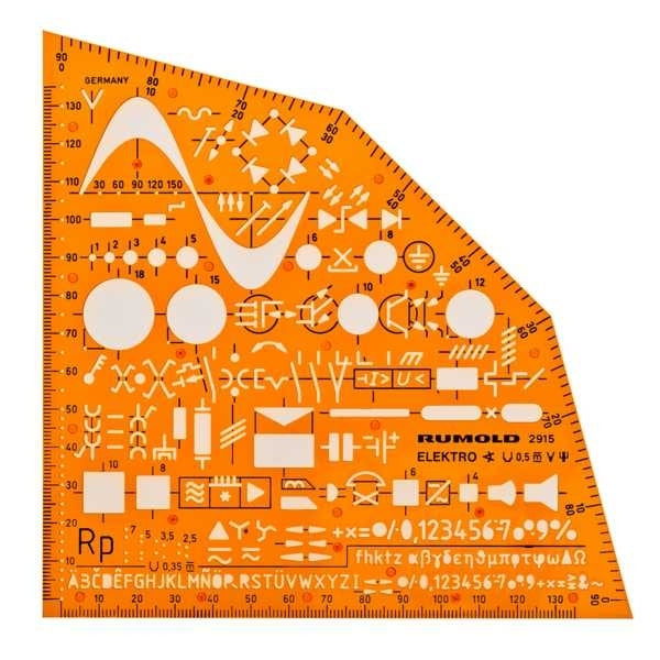 Rumold Schablonen-Set – Elektronik, 155 × 155 mm, Kunststoff, Orange