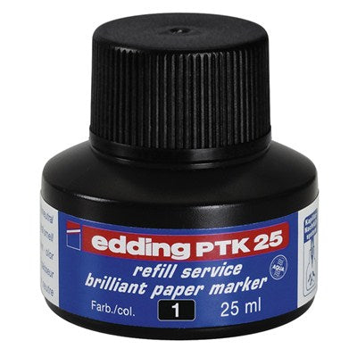 Edding Nachfülltusche PTK 25 für Edding 30, 33 – schwarz, wasserfest, lichtbeständig, geruchsarm, 25 ml
