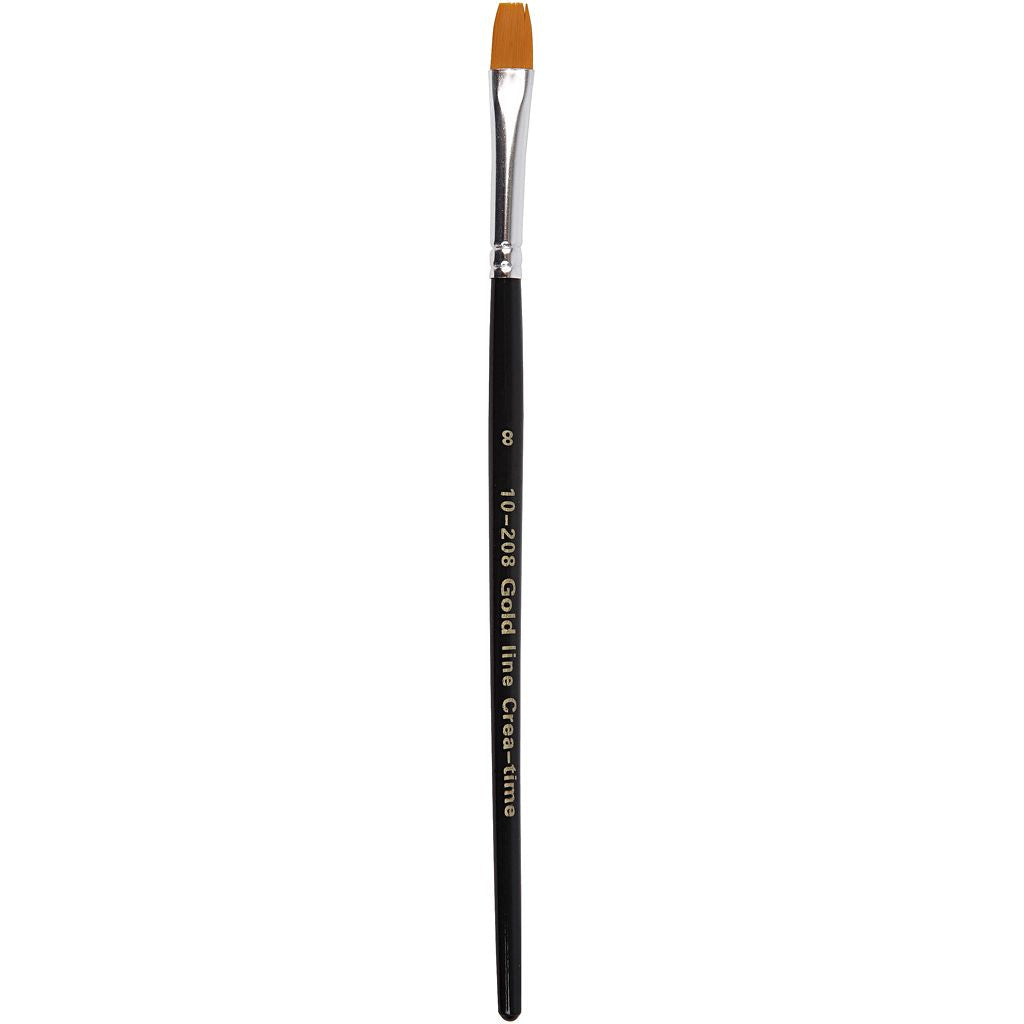 Creativ Company Pinsel-Set – Flachpinsel, Nylon, Schwarz, Gold, Grösse 8, 185 mm, 12er-Set
