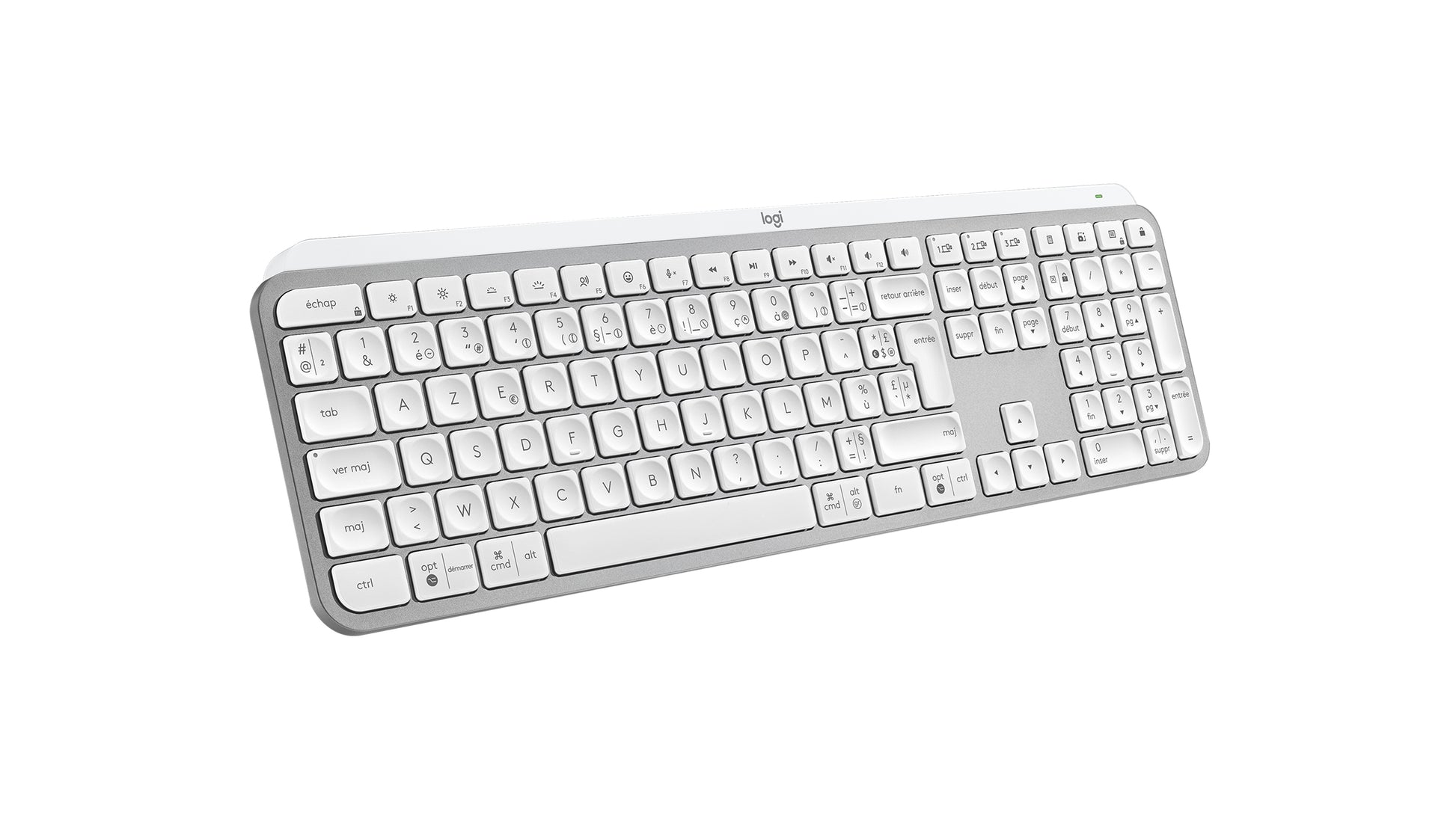 Logitech MX Keys S – Tastatur, kabellos (Bluetooth/2,4 GHz), FR-Layout (FR), Weiss