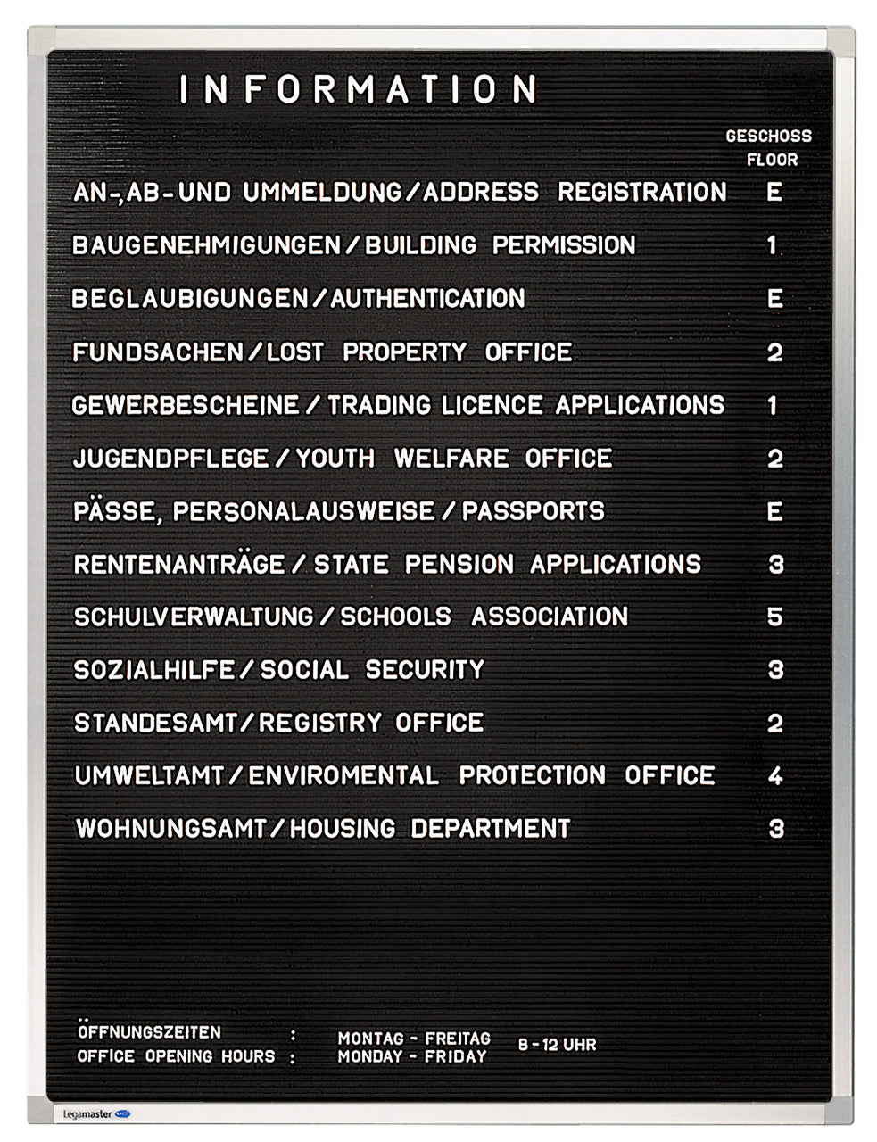 Legamaster Rillentafel – 30 × 40 cm – Schwarz, Alurahmen