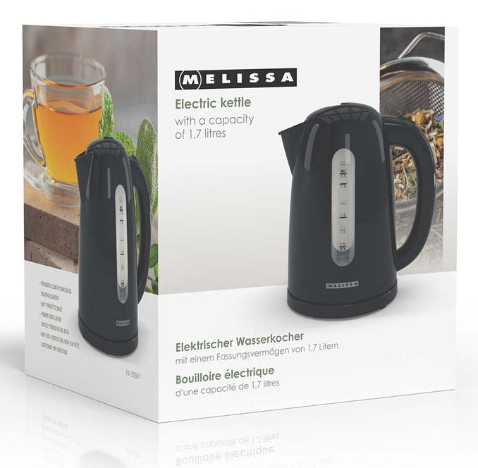Melissa Wasserkocher 16130301 – 1,7 l, 2025 W, Schwarz, 360°-Sockel