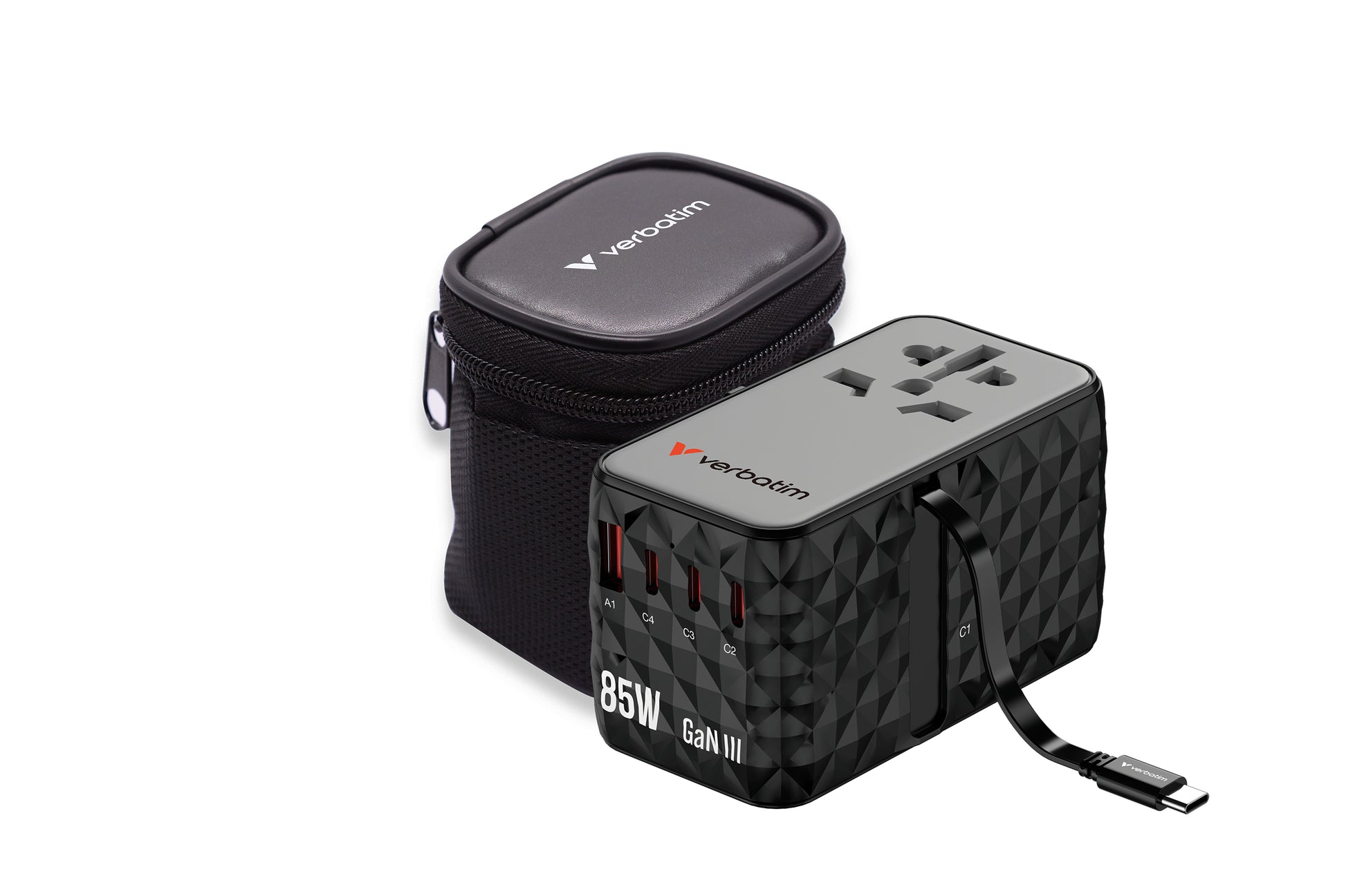 Verbatim Charge 'n' Travel Diamond Ladegerät – 85 W, mit einziehbarem Kabel