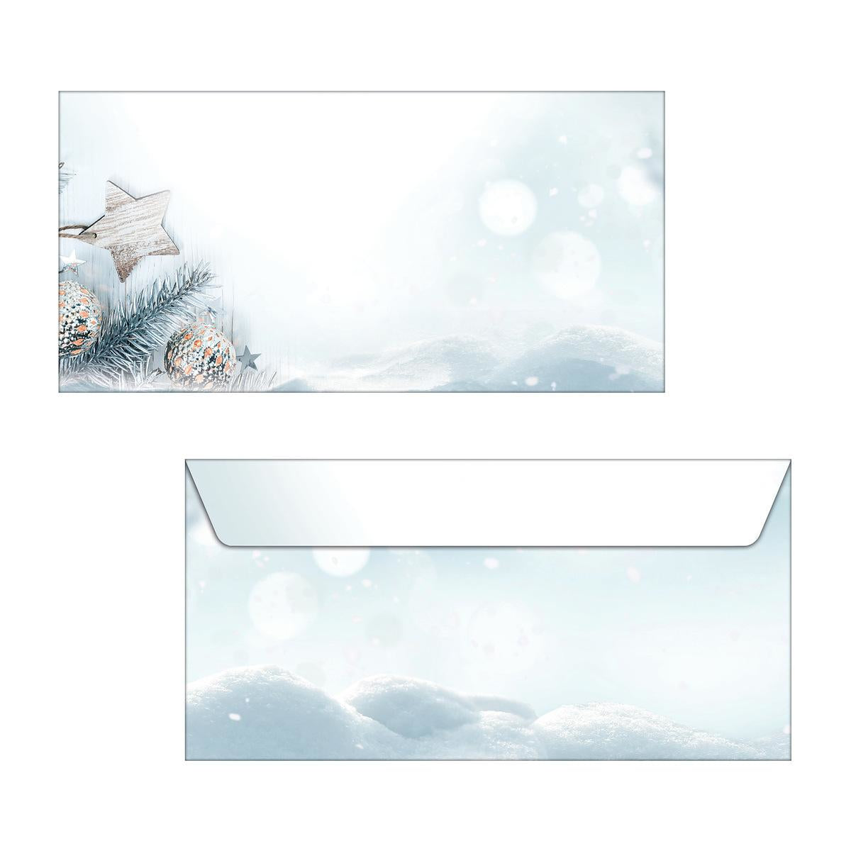Sigel Weihnachts-Couvert C5/6 Schneestern, mehrfarbig, Nassklebung, 90 g/m², mit Innendruck – 25 Stk.