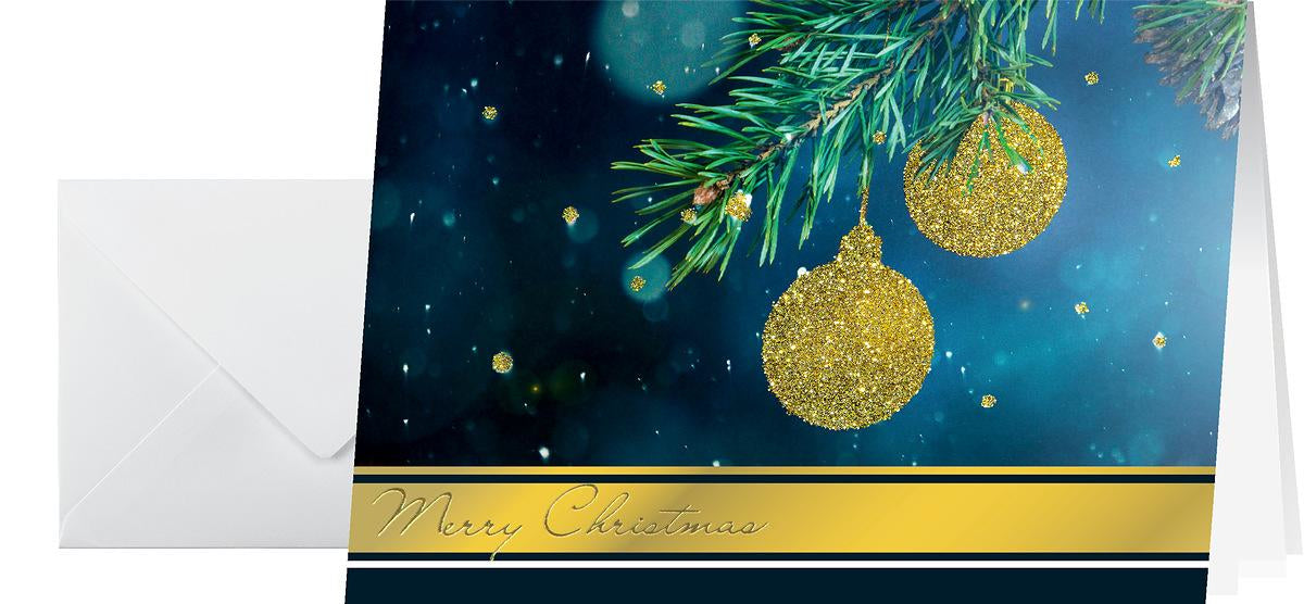 Sigel Weihnachtsgrusskarte (Goldener Glitzer) – A6 (105 × 148 mm) – mit Umschlägen, Edelkarton, 10er Pack