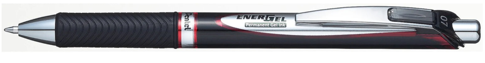 Pentel EnerGel Permanent Gelschreiber – rot, 0,7 mm, dokumentenecht, wasserfest, Druck, nachfüllbar