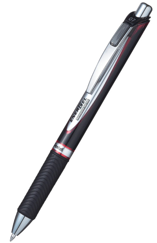 Pentel EnerGel Permanent Gelschreiber – rot, 0,7 mm, dokumentenecht, wasserfest, Druck, nachfüllbar