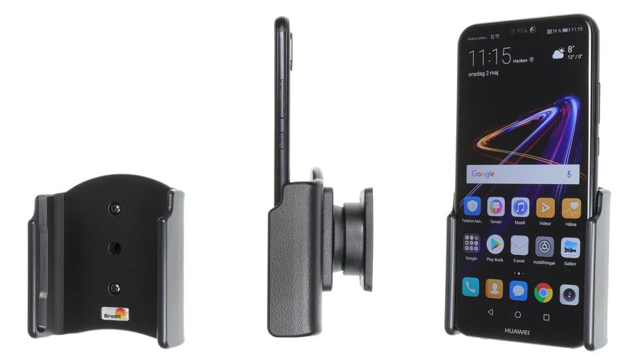 Brodit Auto-Halterung, Schraubbefestigung, drehbar 360°, neigbar 0–17° – für Huawei P20 Lite – Schwarz