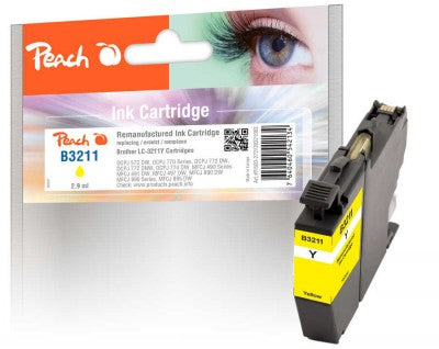 Peach LC-3211Y Gelbe Tintenpatrone (Kompatibel) – für Brother DCPJ 572/770/772/774, MFCJ 490/491/497, MFCJ 890/
