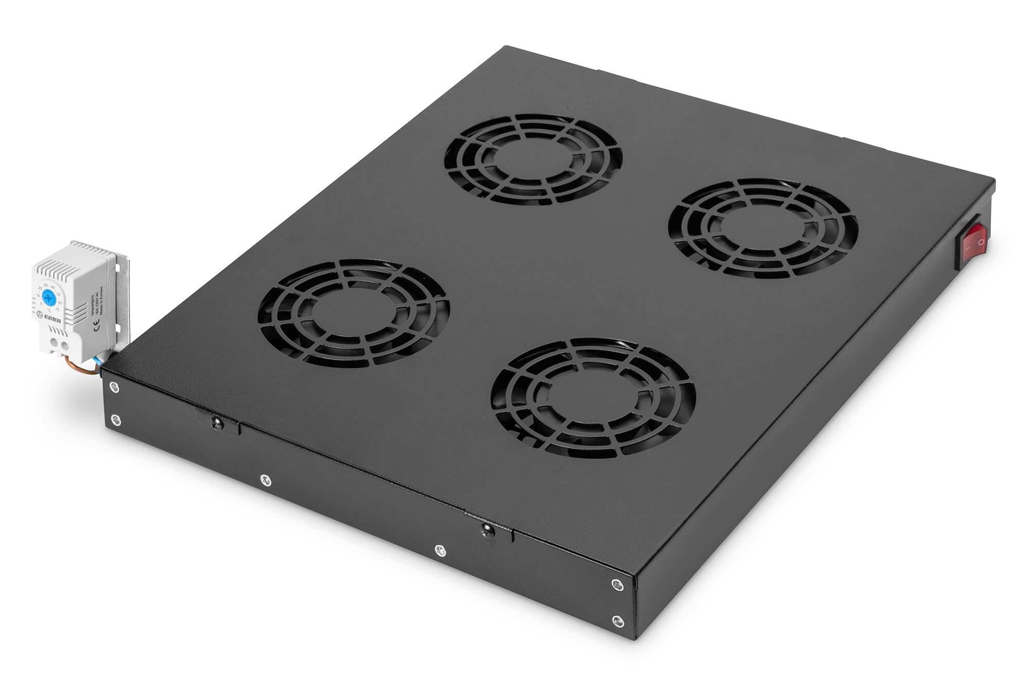 Digitus Lüftereinheit – 19" Rack, 1U, 4×120 mm, 552 m³/h, Schwarz
