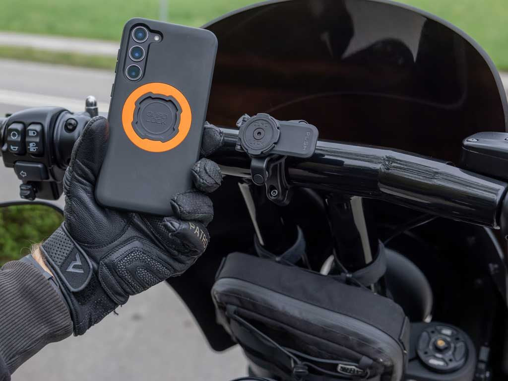 Quad Lock Motorrad-Halterung, Klemmhalterung, 360° – für Quad Lock Cases – Schwarz, Aluminium