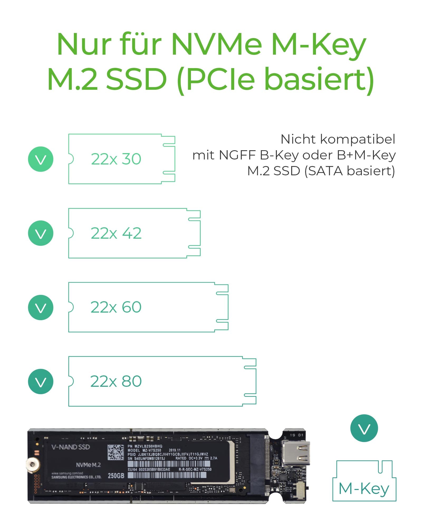 ICY BOX IB-1817M-C31 Schutzbox für M.2 2230/2242/2260/2280, USB 3.2 Gen 2 (10 Gbit/s) – für M.2 NVMe (M-Key)